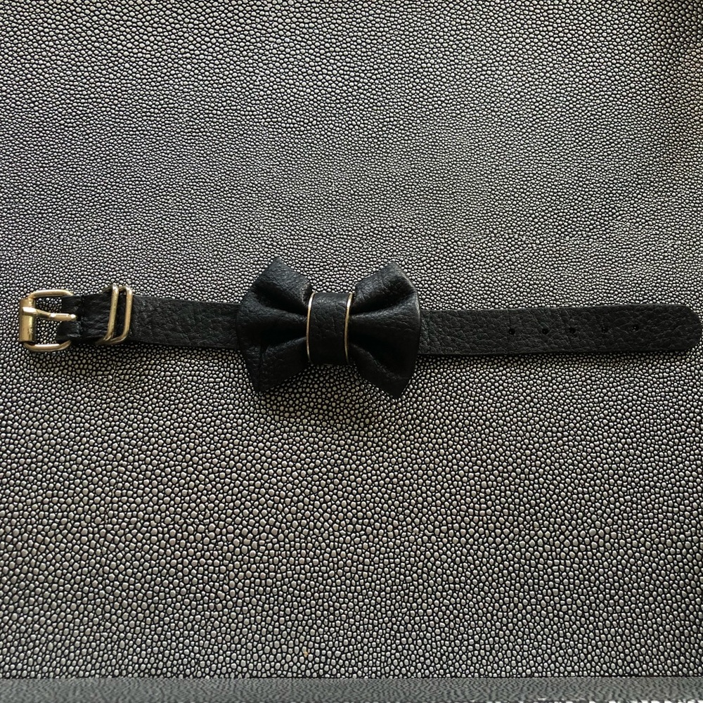 Black Leather Braclet with Bow